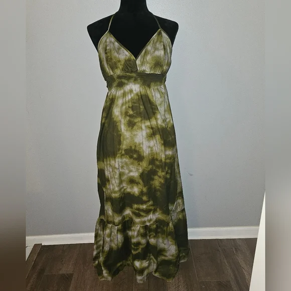 New York & Company Green & White Tie-Dye Maxi Dress - Size XL NWOT - Picture 1 of 8
